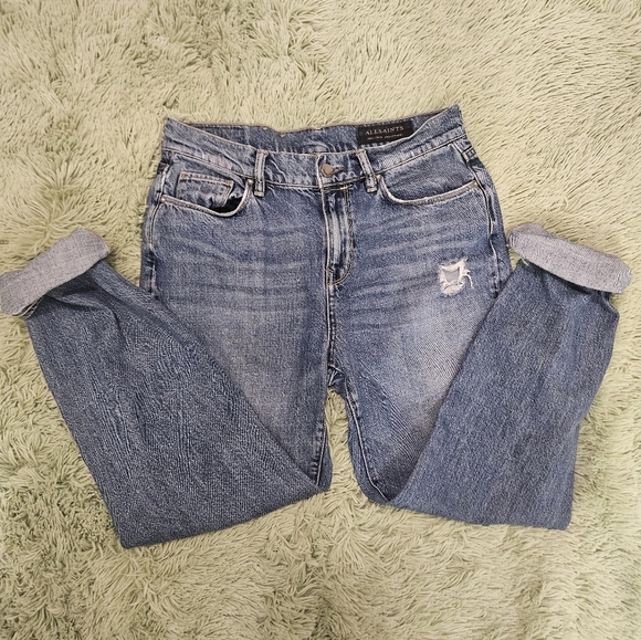 ALLSAINTS  Women Amy Girlfriend Distressed Jeans - Picture 4 of 12